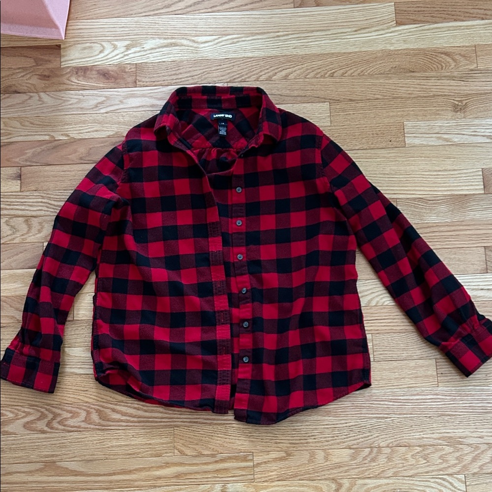 Lands’ End Red and Black Plaid flannel shirt